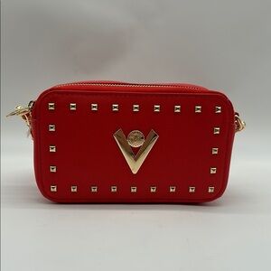 2178- Valentino Orlandi Red Studded Crossbody Bag NWT
